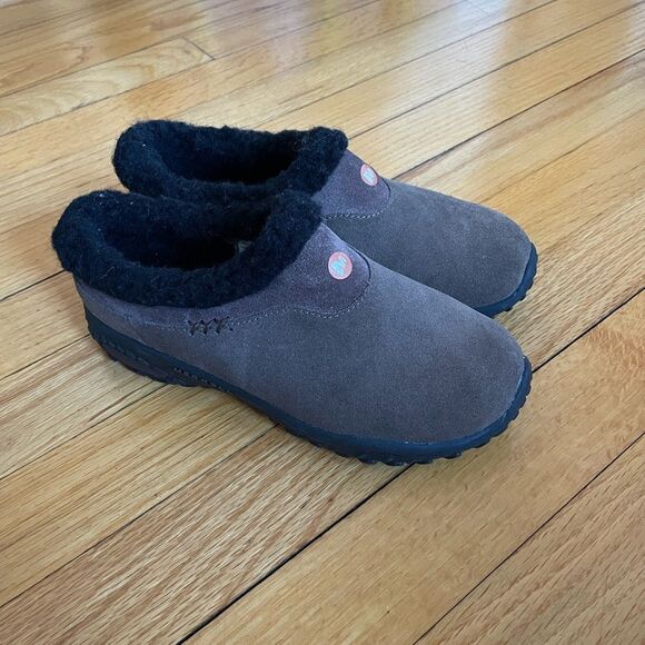Merrell Other - Brown Suede Slip-On Shoes with Black Fur Lining youth 1